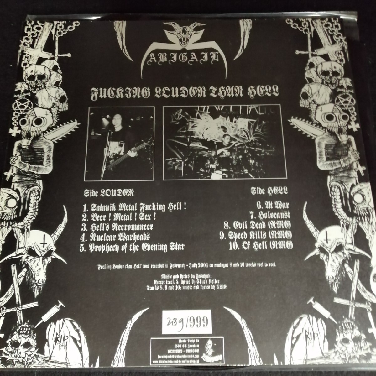 C12 中古LP 中古レコード　ABIGAIL fucking louder than hell from 国内盤　ZDR055 BR003 ジャパメタ　スラッシュ　_画像2