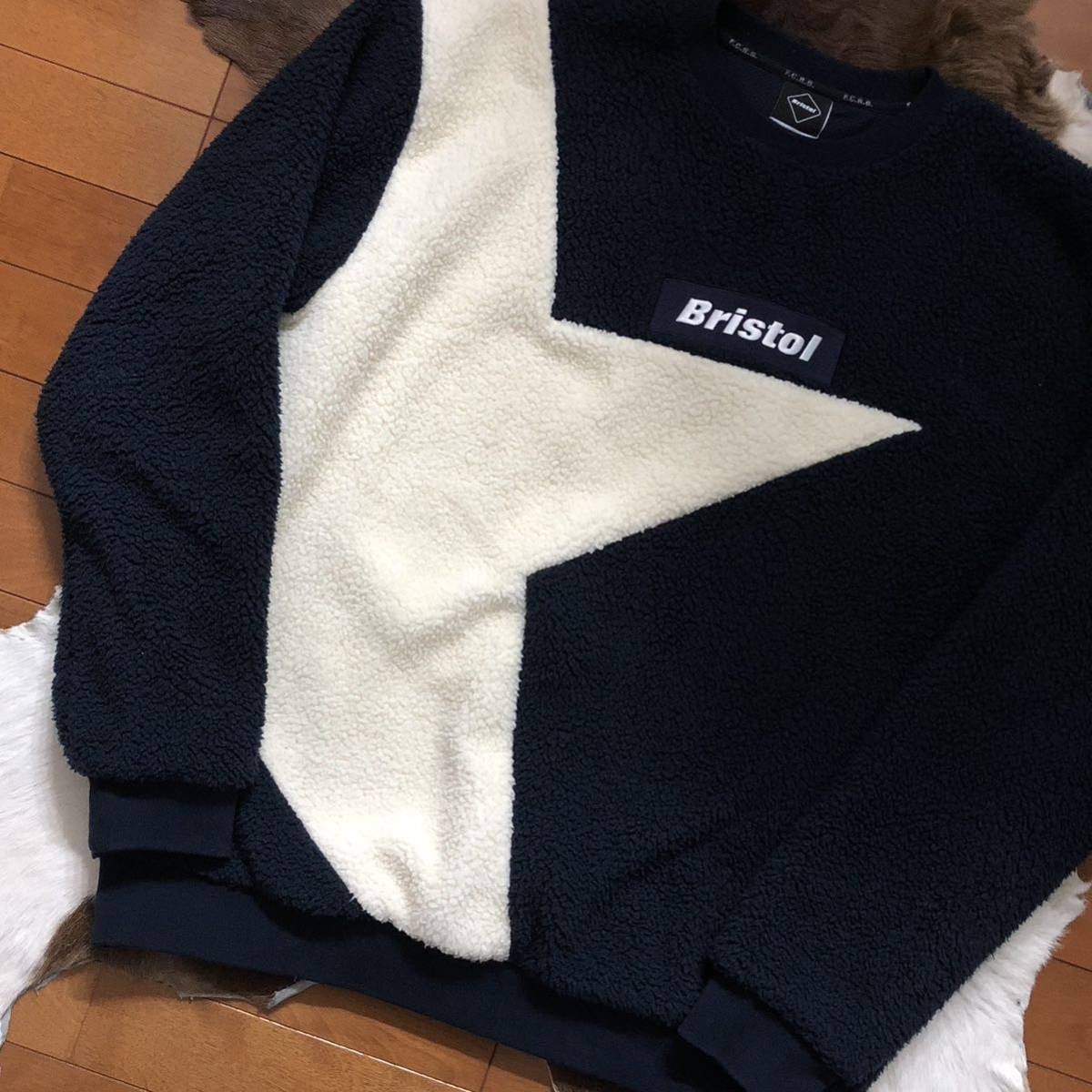 SOPH F.C.R.B. （エフシーアールビー）21AW FCRB-212027 BOA FLEECE BIG STAR ボア フリース ビック スター クールネック スウェット紺白 L_画像4