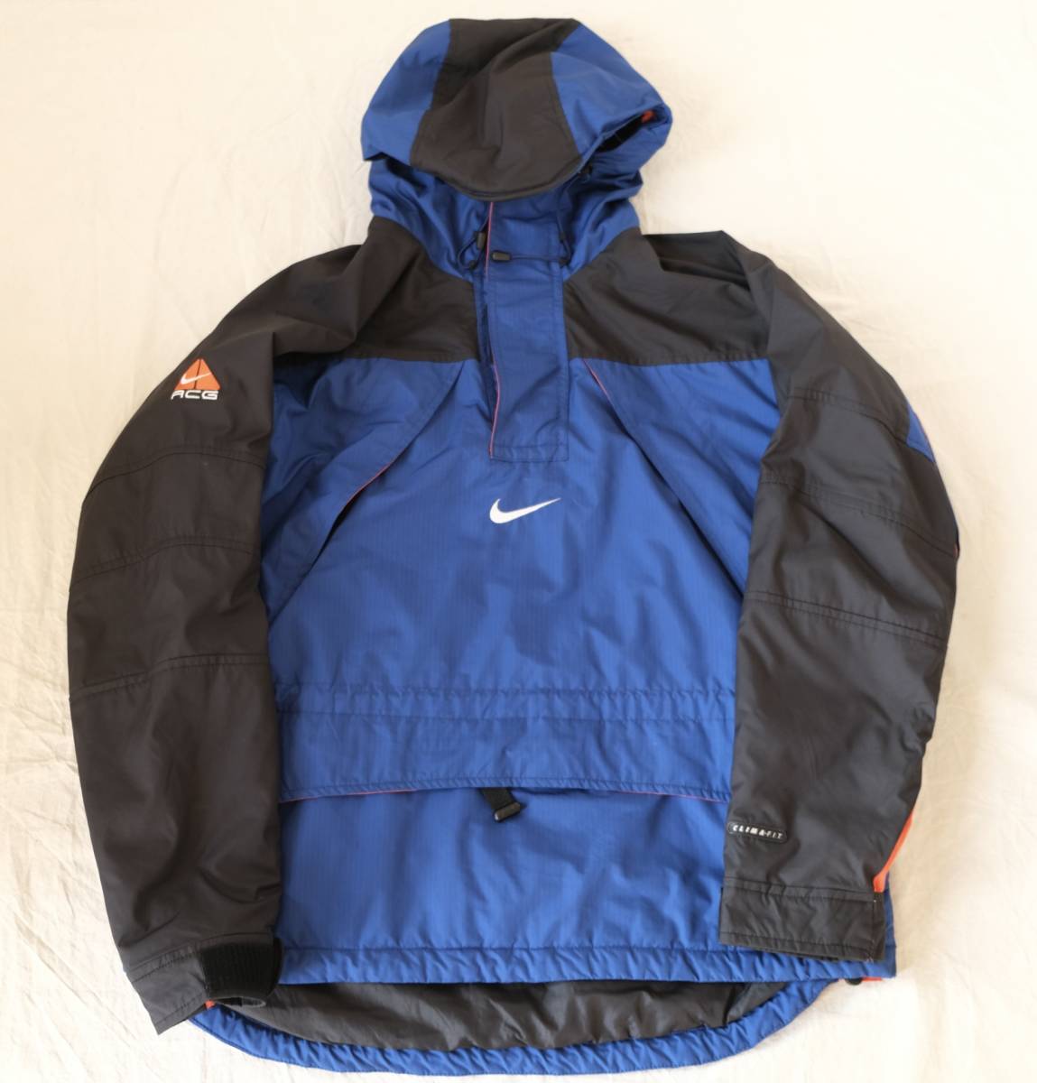 90s【 NIKE ACG 】ナイキ エーシージー CLIMA-FIT ナイロン フリース アノラック ジャケット / ブルーブラック 青黒 / S / ビンテージ_画像2