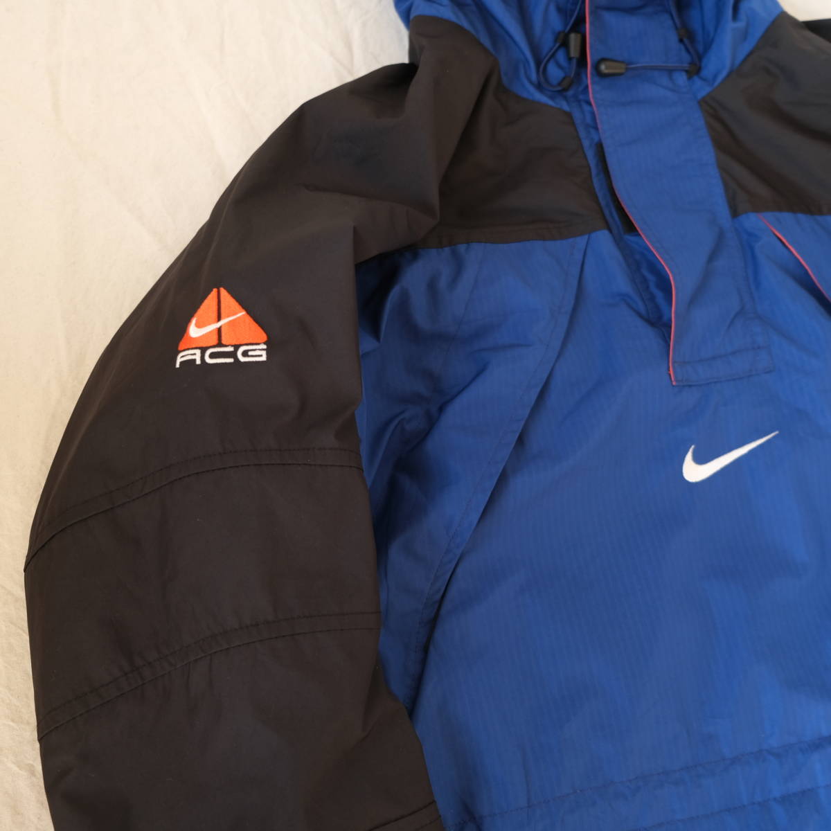 90s【 NIKE ACG 】ナイキ エーシージー CLIMA-FIT ナイロン フリース アノラック ジャケット / ブルーブラック 青黒 / S / ビンテージ_画像4