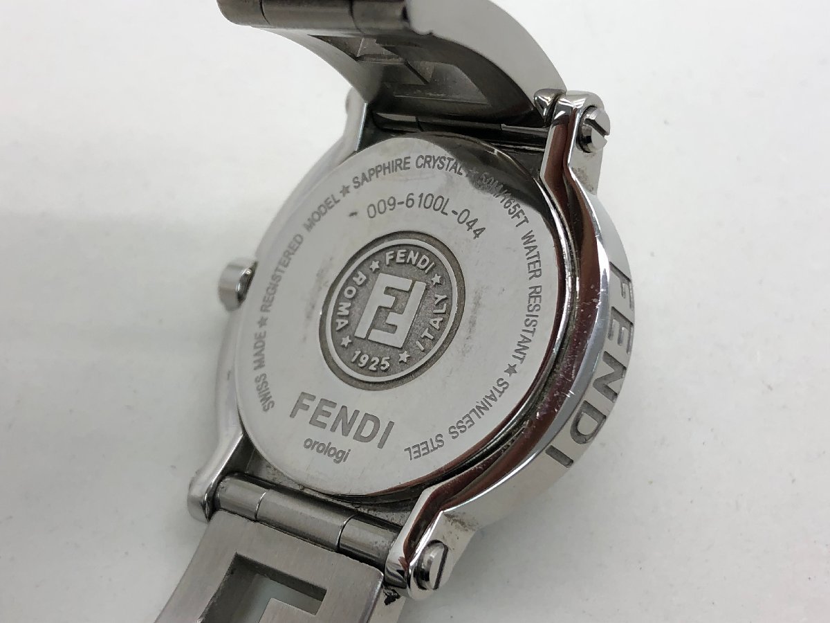 FENDI フェンディ 6100L クォーツ 腕時計 レディース ラウンド 黒×シェル文字盤 余りコマ付き 稼働品 電池交換済み 中古【UW120438】_画像6