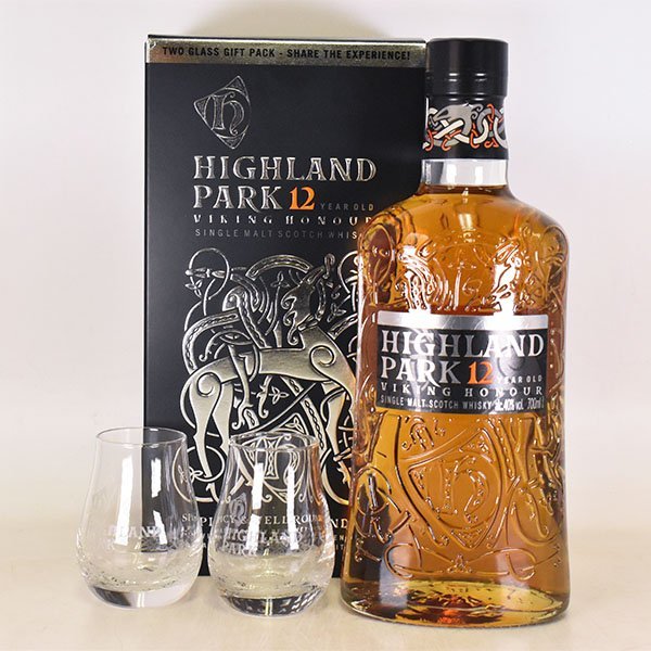 ★ハイランドパーク 12年 ヴァイキング オナー ＊グラス 箱付 700ml 40% アイランズ HIGHLAND PARK VIKING HONOUR A010240_画像1