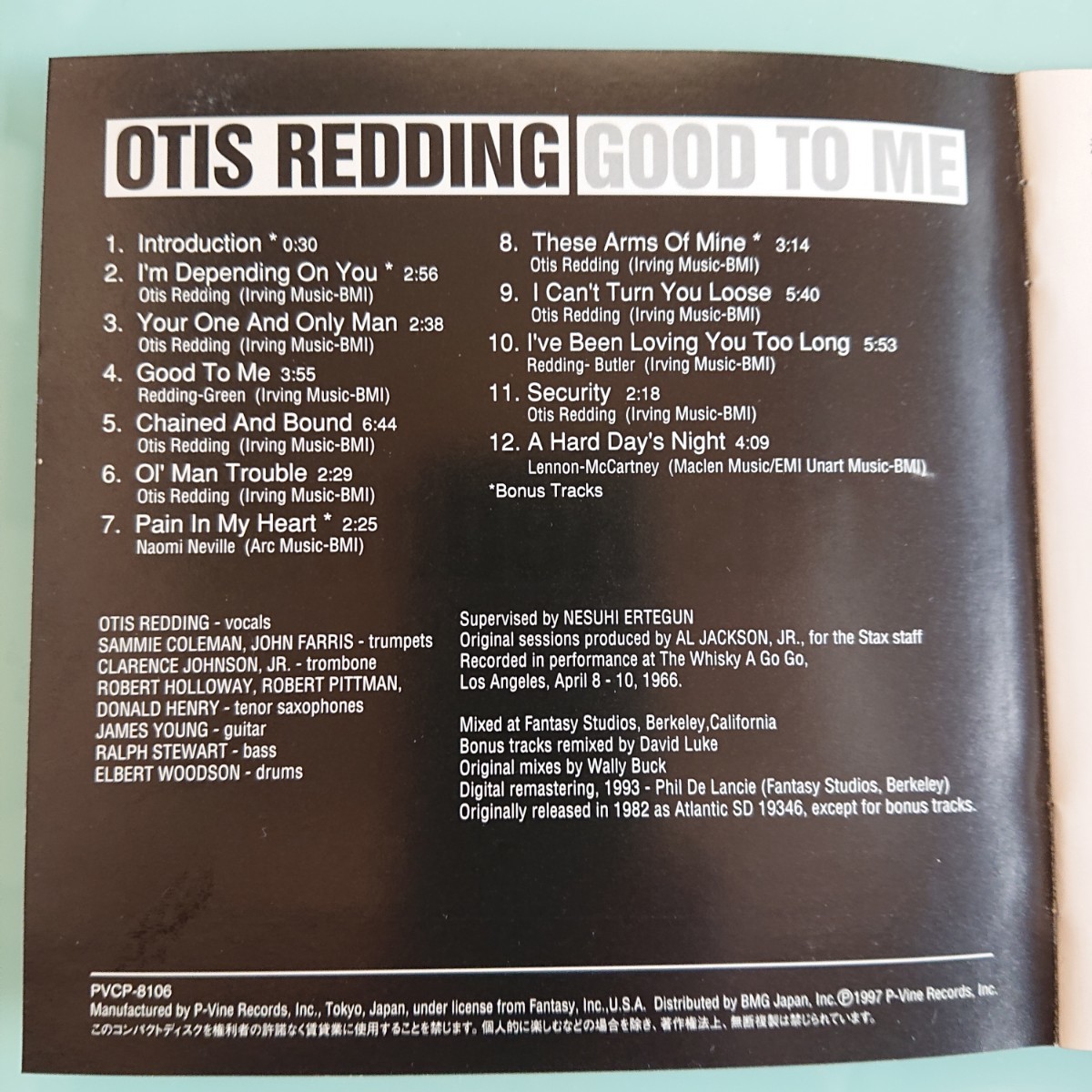 【国内盤】オーティス・レディング（Otis Redding）／ グッド・トゥー・ミー （Good To Me） Recorded Live At Whiskey A Go Go Vol.2の画像5