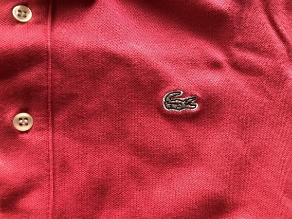 LACOSTE ラコステ ボタンダウン ポロシャツ ドゥエボットーニ 銀ワニ ショッキングピンク_画像2