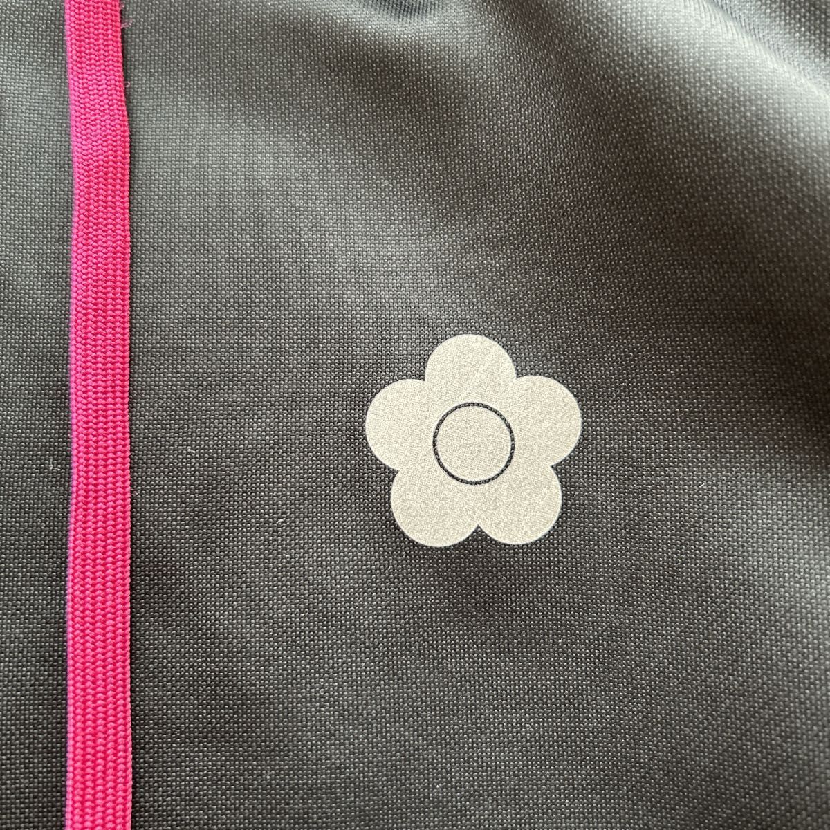 マリークワント ジップアップパーカー ロゴ 黒×ピンク ジャージ Mサイズ