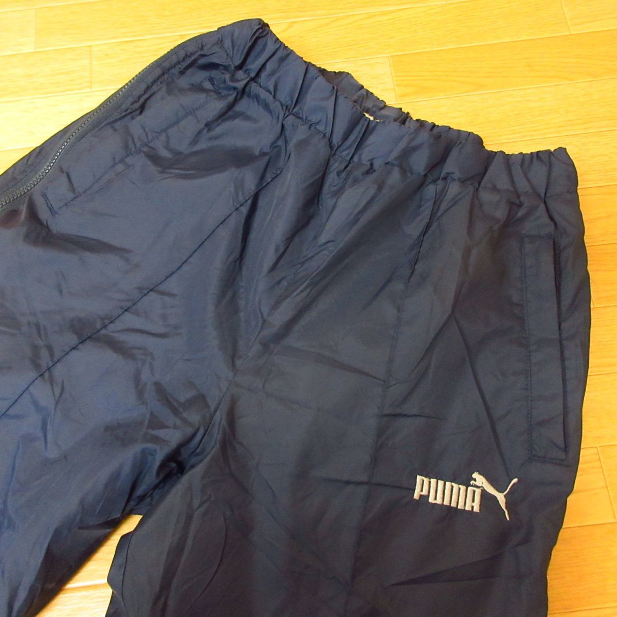 ◎美品 80s！PUMA プーマ ヒットユニオン◆厚手オーバーパンツ 裏ボア ヴィンテージ サイドフルジップ 防寒 撥水 秋冬◆メンズ 紺 L◆P3717_画像3