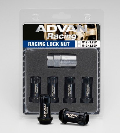 【納期要確認】ADVAN Racing レーシング ロックナット M12×1.25P 17mm HEX ブラック 1セットの画像1