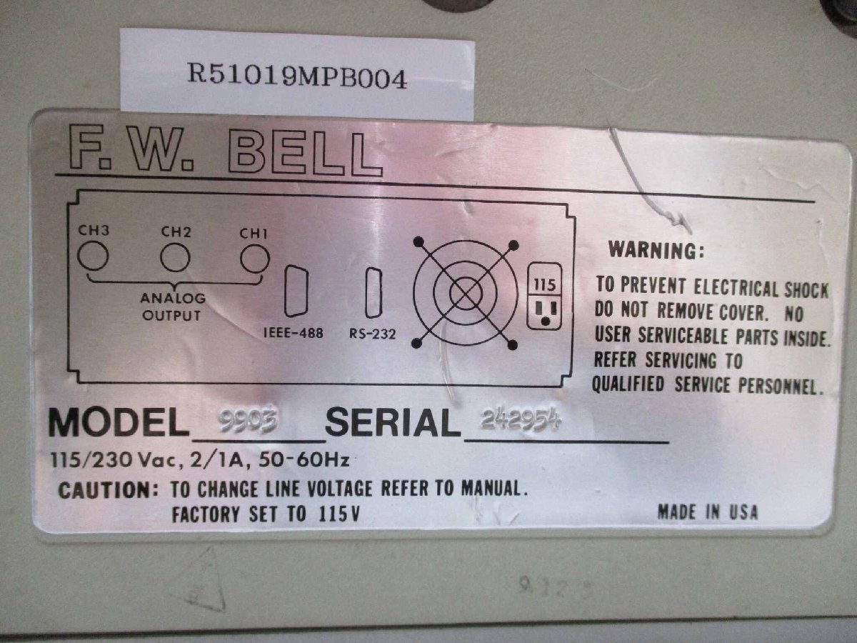 中古 F.W. BELL SERIES 9900 GAUSSMETER 9903 (R51019MPB004)