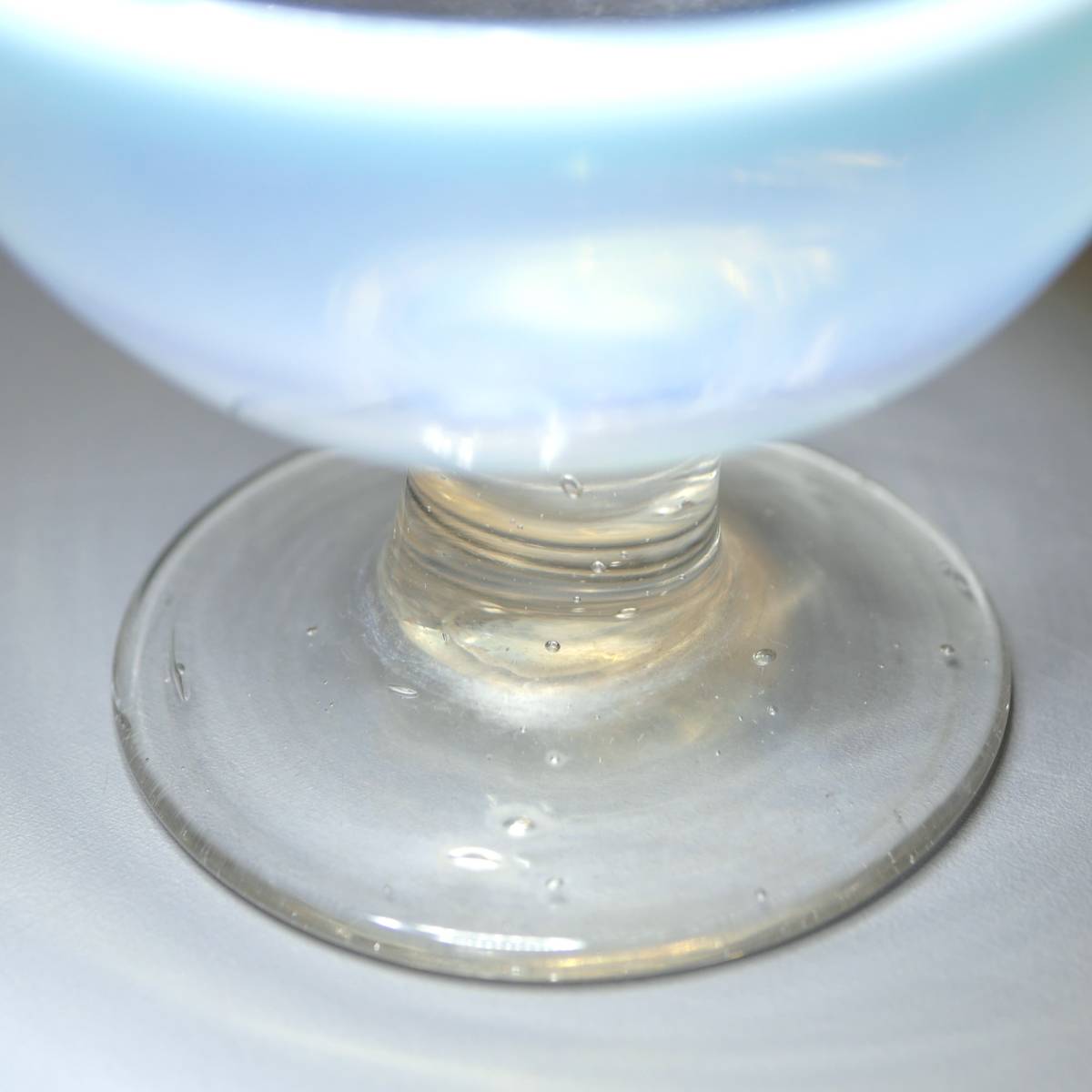 戦前 ◆ 氷コップ 青縁 乳白色 ガラス レトロ 当時物 雑貨 食器 洋館 37-12_画像7