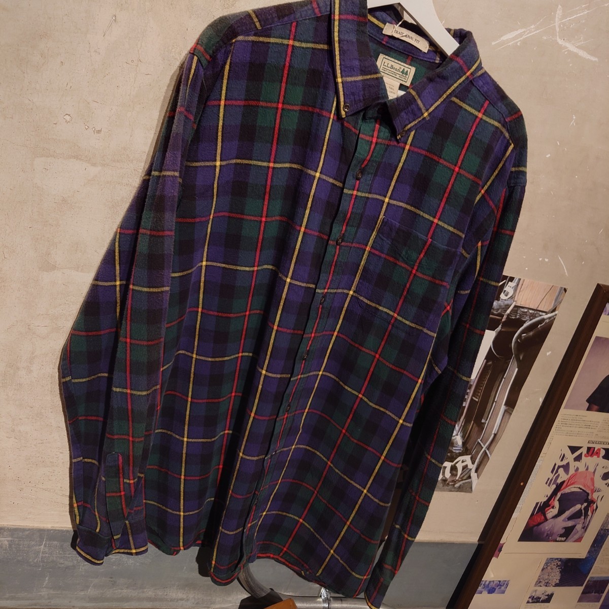 L.L.Bean(エルエルビーン)コットンチェックシャツ XLサイズ　　グリーン　603　ネルシャツ コットン 長袖シャツ シャツ_画像2