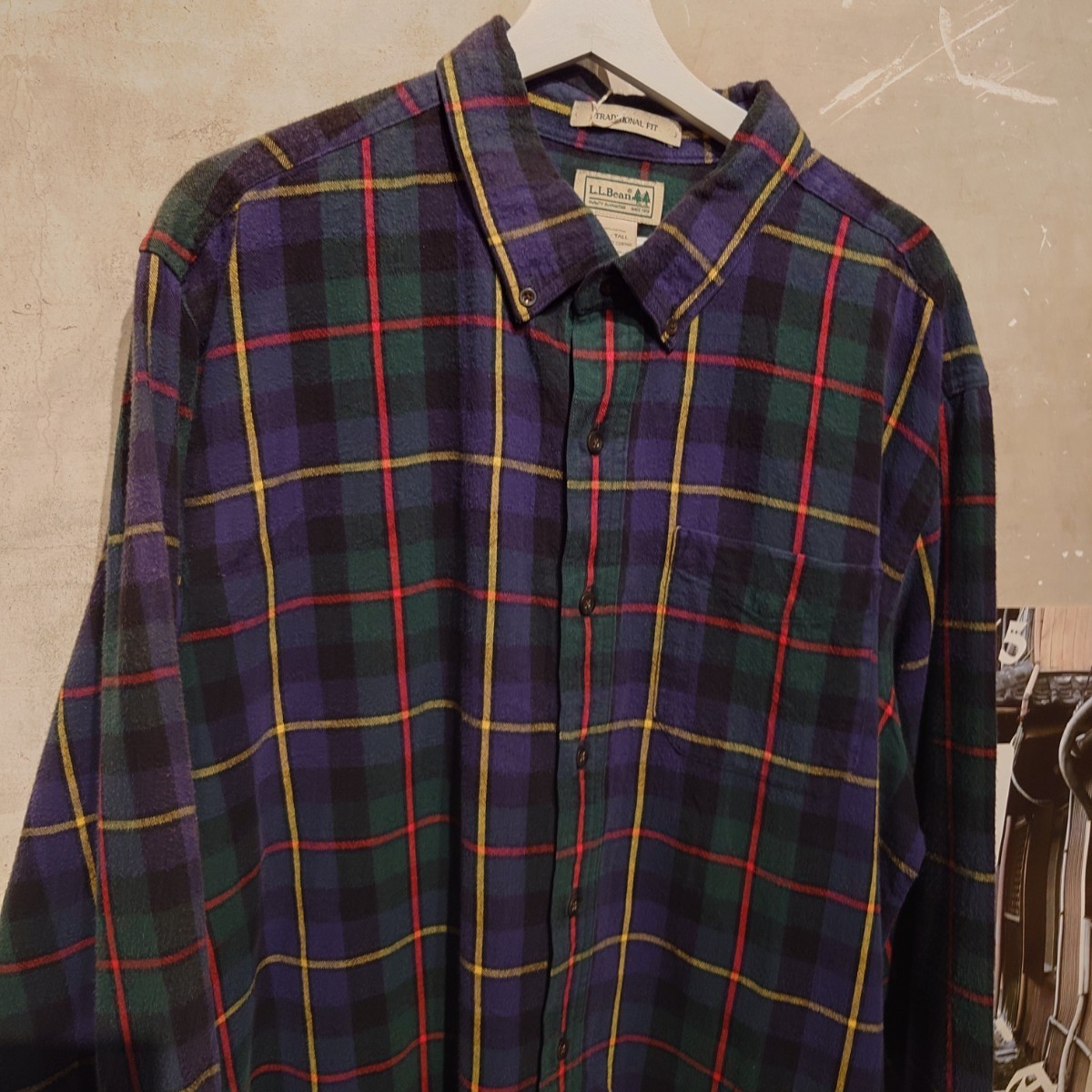 L.L.Bean(エルエルビーン)コットンチェックシャツ XLサイズ　　グリーン　603　ネルシャツ コットン 長袖シャツ シャツ_画像1