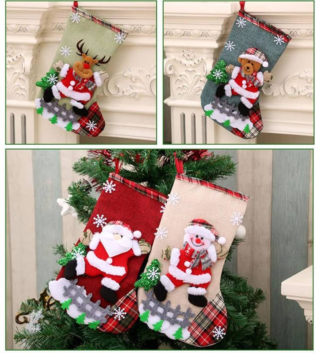 クリスマス 靴下 クリスマスブーツ ギフトバッグ プレゼント お菓子入れ クリスマスツリー 壁掛け 玄関飾り 装飾 オーナメント(雪だるま）_画像3