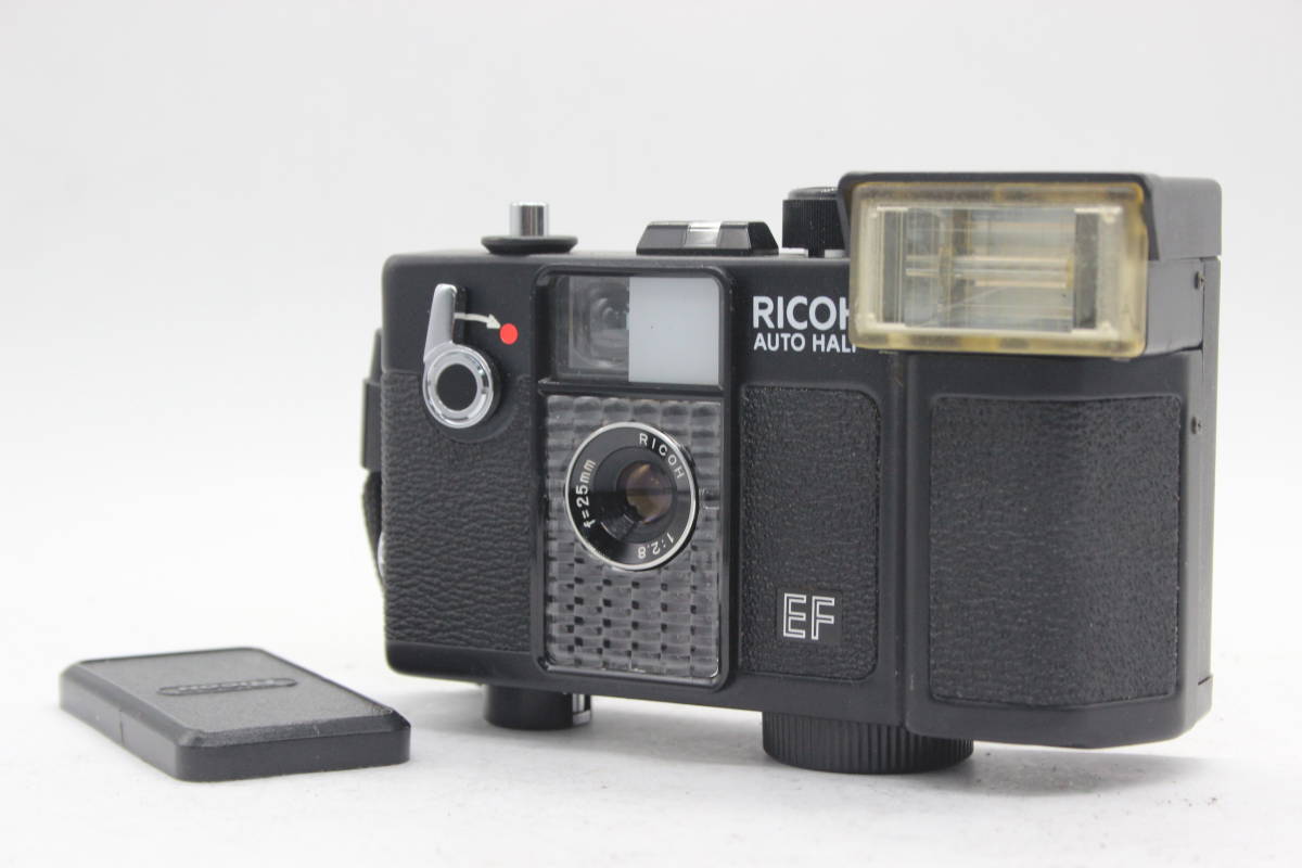 【返品保証】 リコー Ricoh AUTO HALF EF ブラック 25mm F2.8 コンパクトカメラ s4231