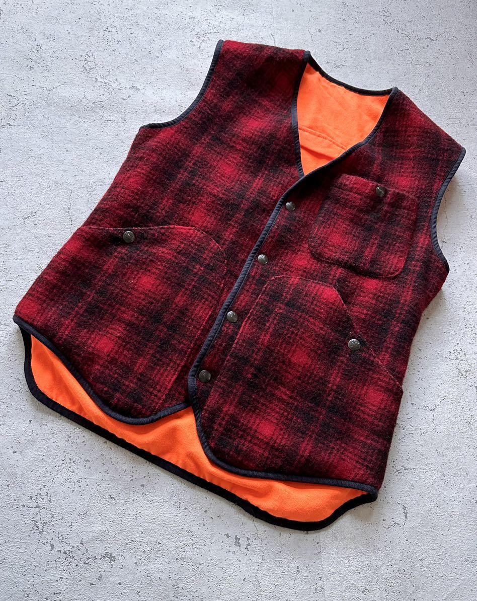 80s USA製 WOOLRICH OMBRE W-FACE VEST VINTAGE アメリカ製 ウールリッチ オンブレチェック リバーシブル ウールベスト ビンテージ