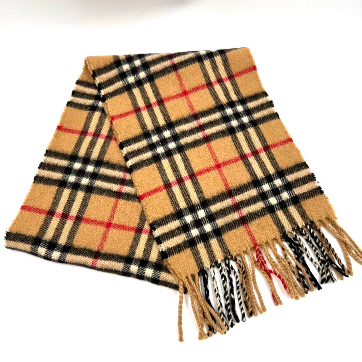 1163【極美品】BURBERRY LONDON バーバリーロンドン マフラー ストール フリンジ ノバチェック カシミヤ100% ベージュ_画像4