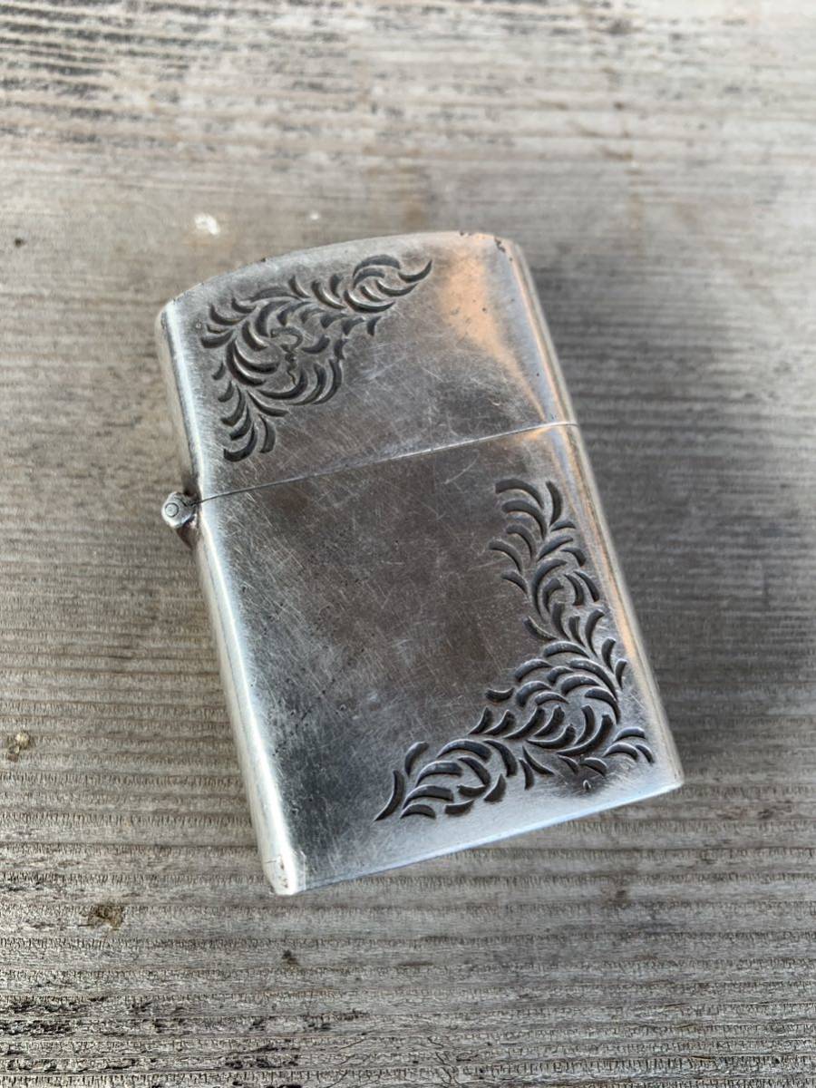 スターリングシルバー　925 オイルライター ジッポー ジッポ ZIPPO sterling silver 検　ハーレー　バイカー　唐草　ビンテージ