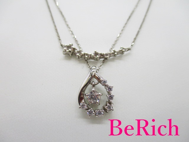 4℃ ヨンドシー SILVER 透明石 付 ダブル ネックレス ペンダント セット シルバー SV 宝石 ジュエリー アクセサリー 【中古】 ba2621