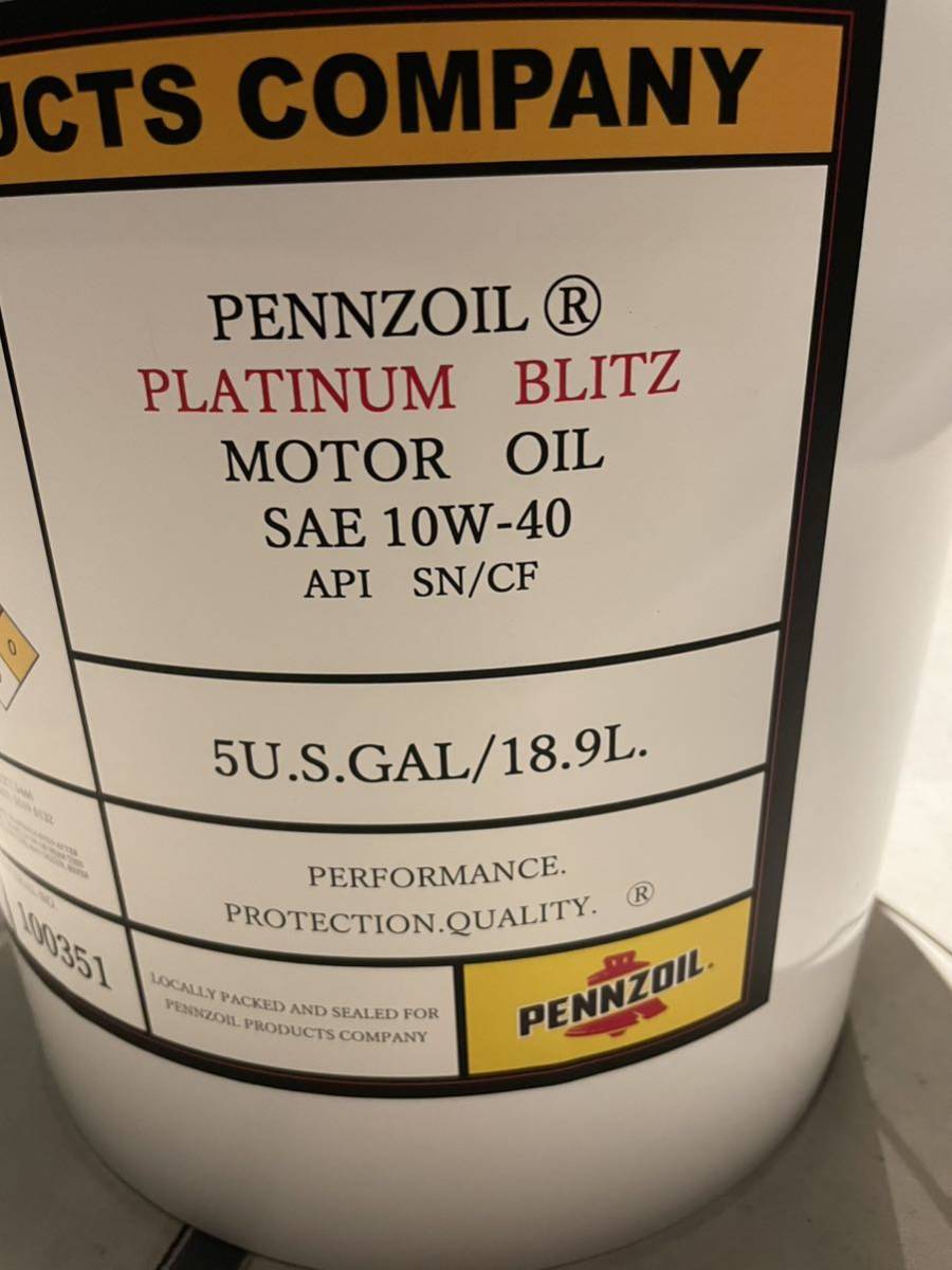 ペンズオイル ペンゾイル プラチナ ブリッツ モーター オイル アメリカ XHVI Pennzoil Platinum Blitz Motor Oil USA 10w-40 18.9L_画像2