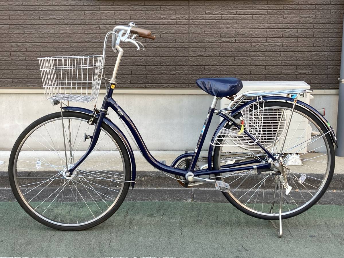 〓中古美品ブリヂストンLEDオートライト自転車（前後車輪新品）〓CITINO☆26インチ★ブルー（ネイビー）★※注※配達地域限定★_画像1