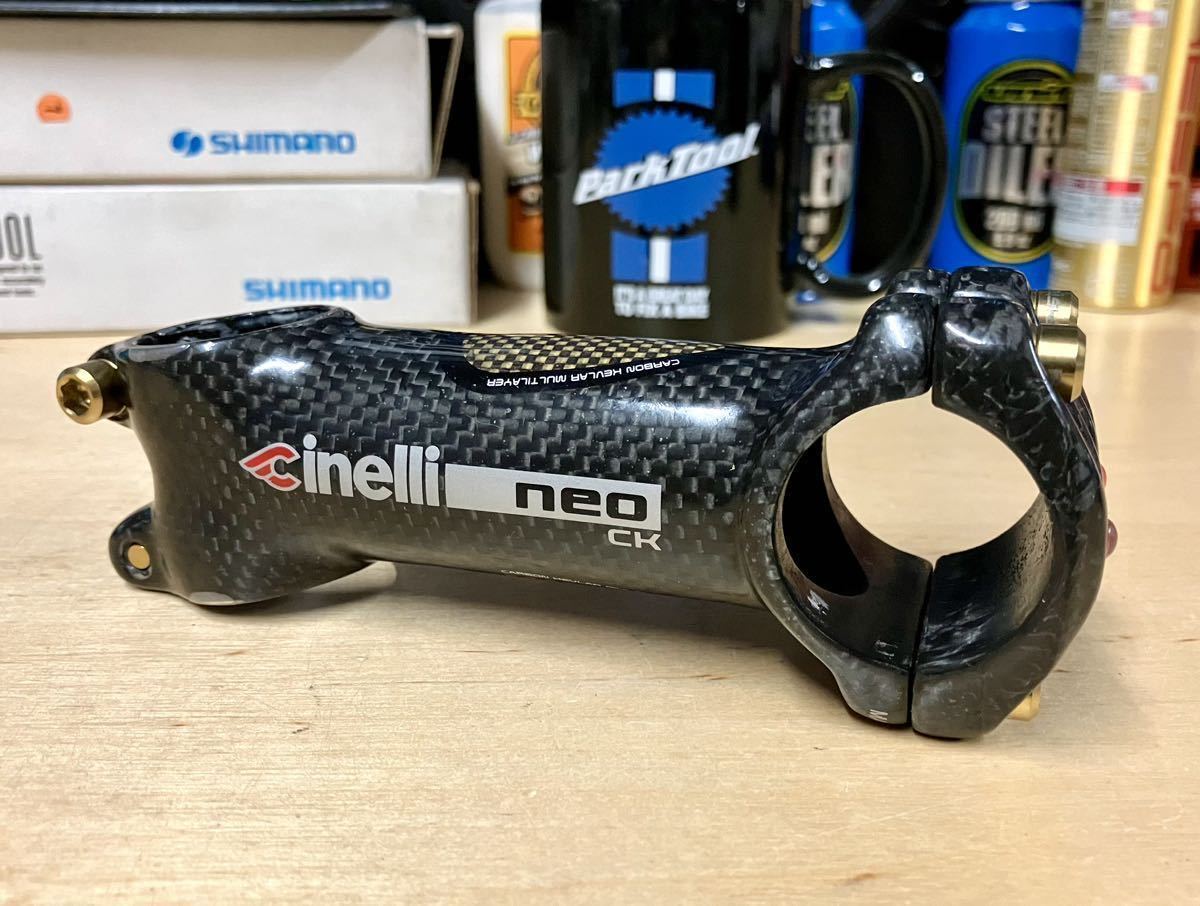 中古美品 CINELLI NEO CK XL ステム φ31.8 100mm オーバーサイズ RISK チタンボルト 換装 重量実測128.7g 分解清掃済 チネリ カーボン_中古美品 CINELLI NEO CK XL ステム