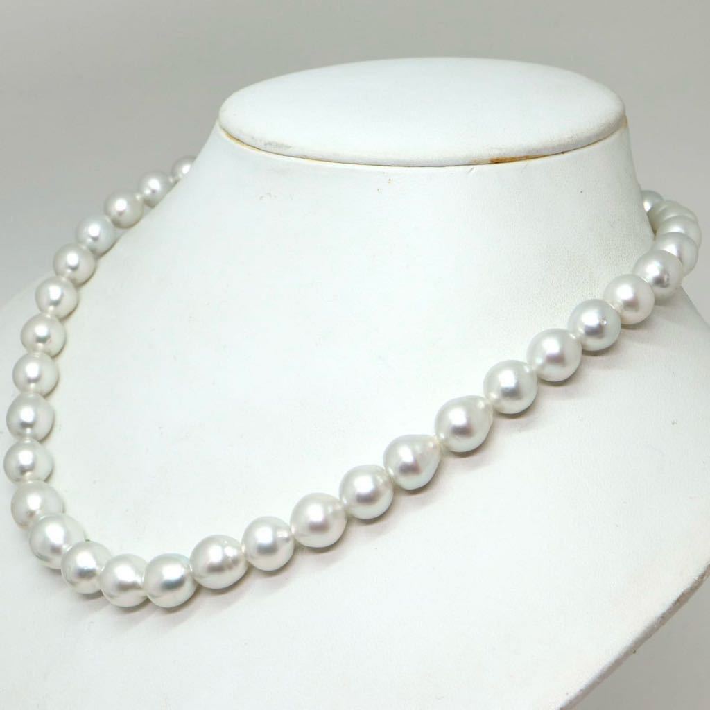大珠!!《南洋白蝶真珠ネックレス》D 55.0g 45cm 9.0-10.5mm珠 パール バロック pearl necklace ジュエリーjewelry EG0/EG0_画像3