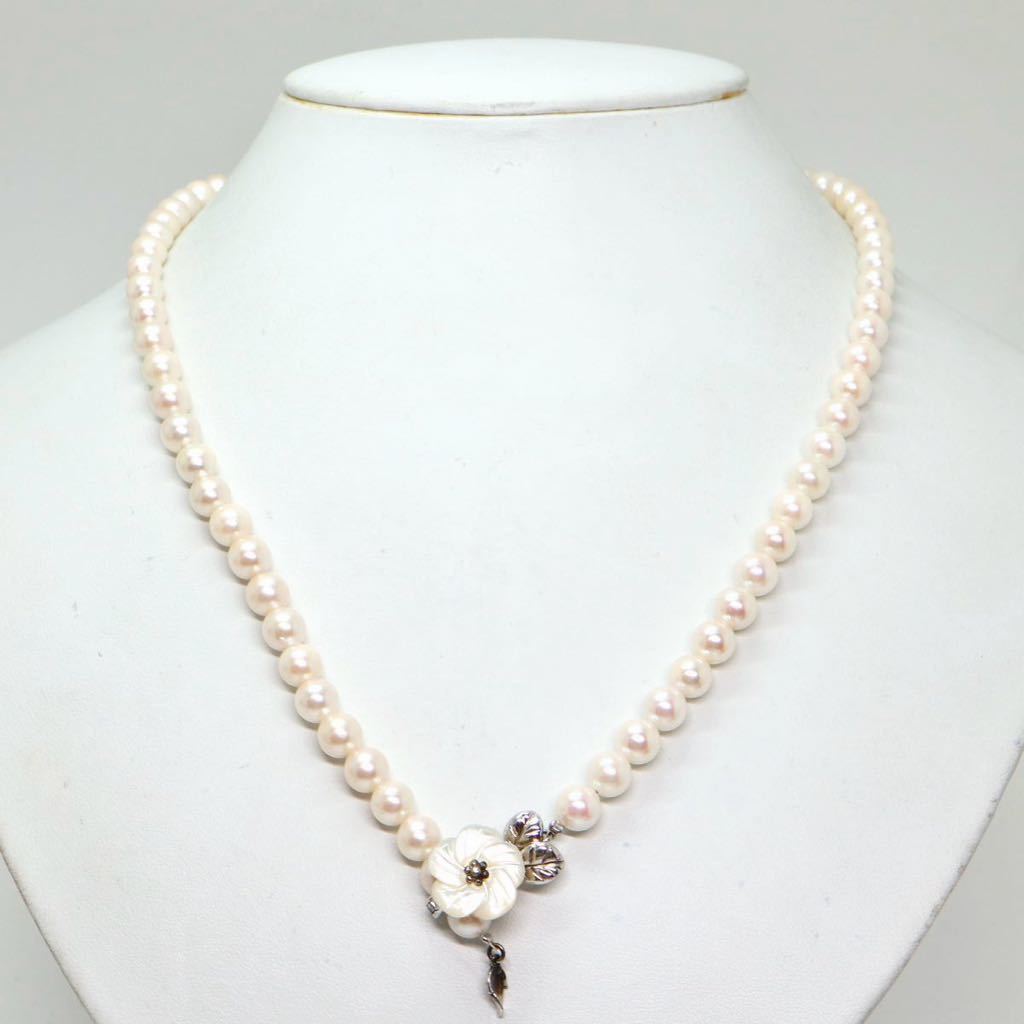 《アコヤ本真珠ネックレス》D 6.5-7.0mm珠 36.5g 50.5cm pearl necklace ジュエリー jewelry EB0/EB5_画像2