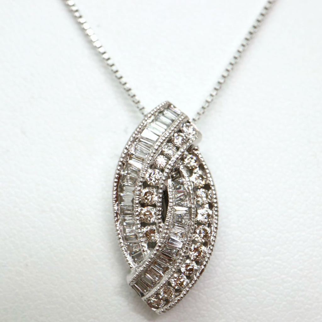 豪華!!《K18WG 天然ダイヤモンドネックレス》D 4.8g 44.5cm diamond jewelry necklace ジュエリー EE0/EE0_画像1