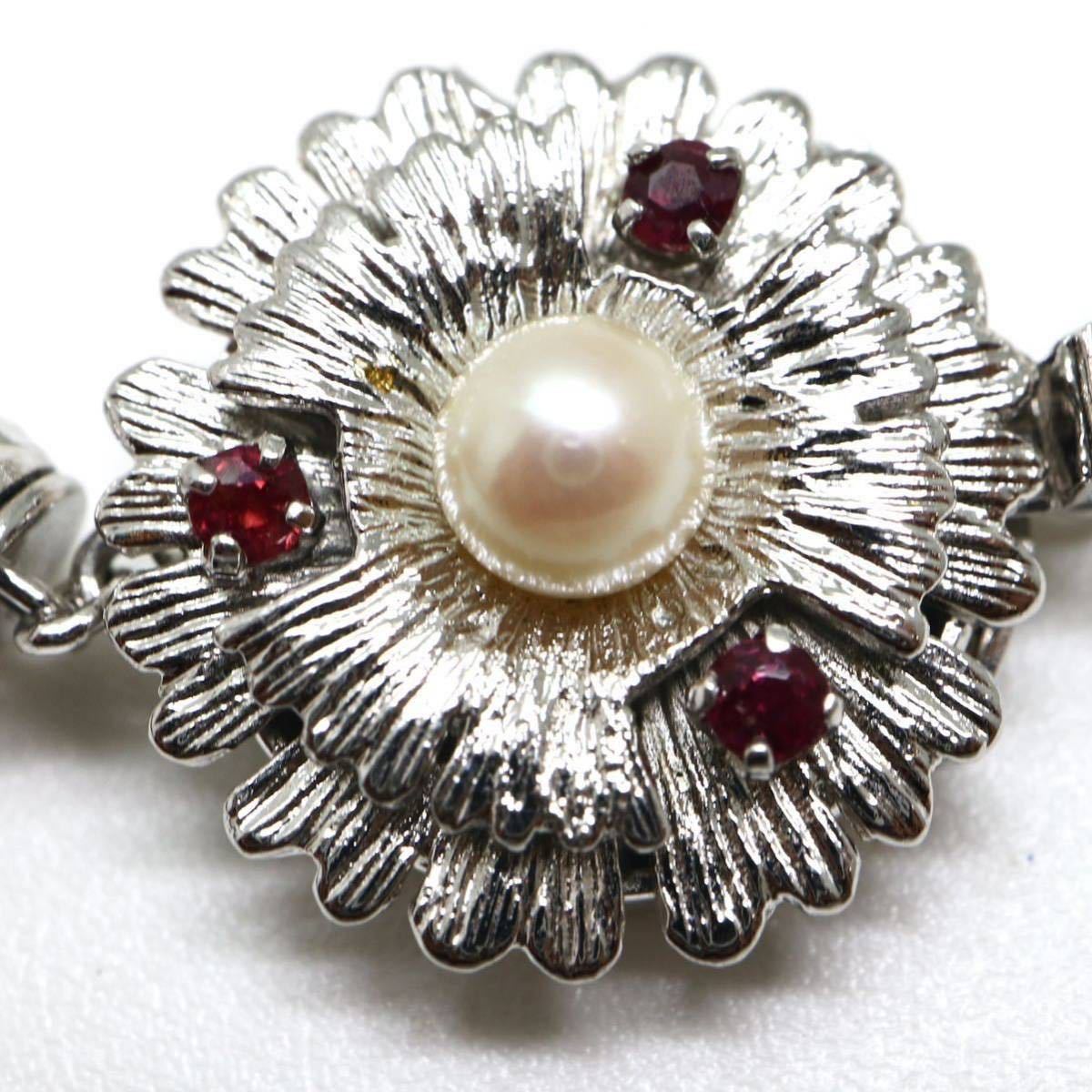 《天然ルビー付きアコヤ本真珠ネックレス》D 8.5-9.0mm珠 51.1g 45.5cm pearl necklace ジュエリー jewelry DE0/EA0_画像6
