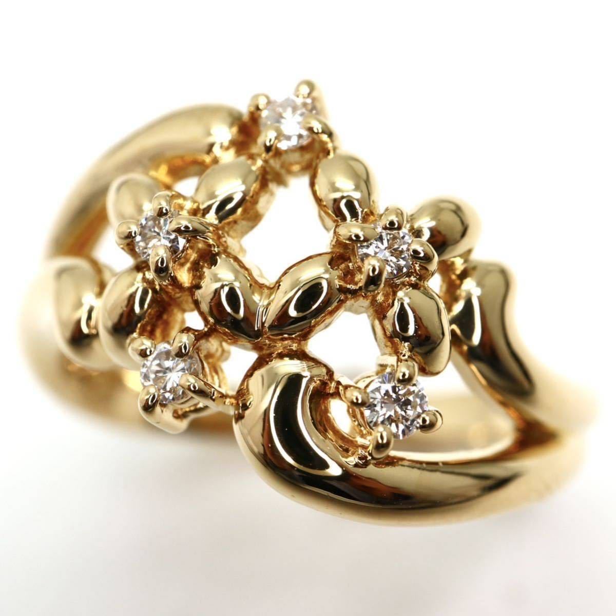 TASAKI(田崎真珠)《K18 天然ダイヤモンドリング》D ◎0.09ct 9.5号 4.4g diamond jewelry ring EC6/ED6_画像3