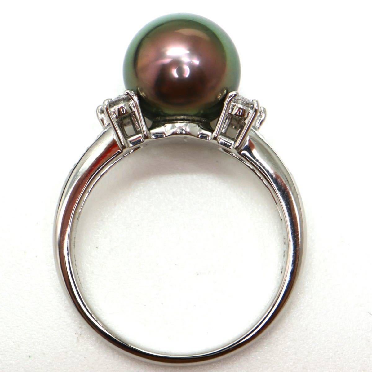 TASAKI(田崎真珠)《Pt900天然ダイヤモンド/南洋黒蝶真珠リング》D 7.4g 16号 pearl パール diamond ring 指輪 jewelry ED8/EF3_画像7