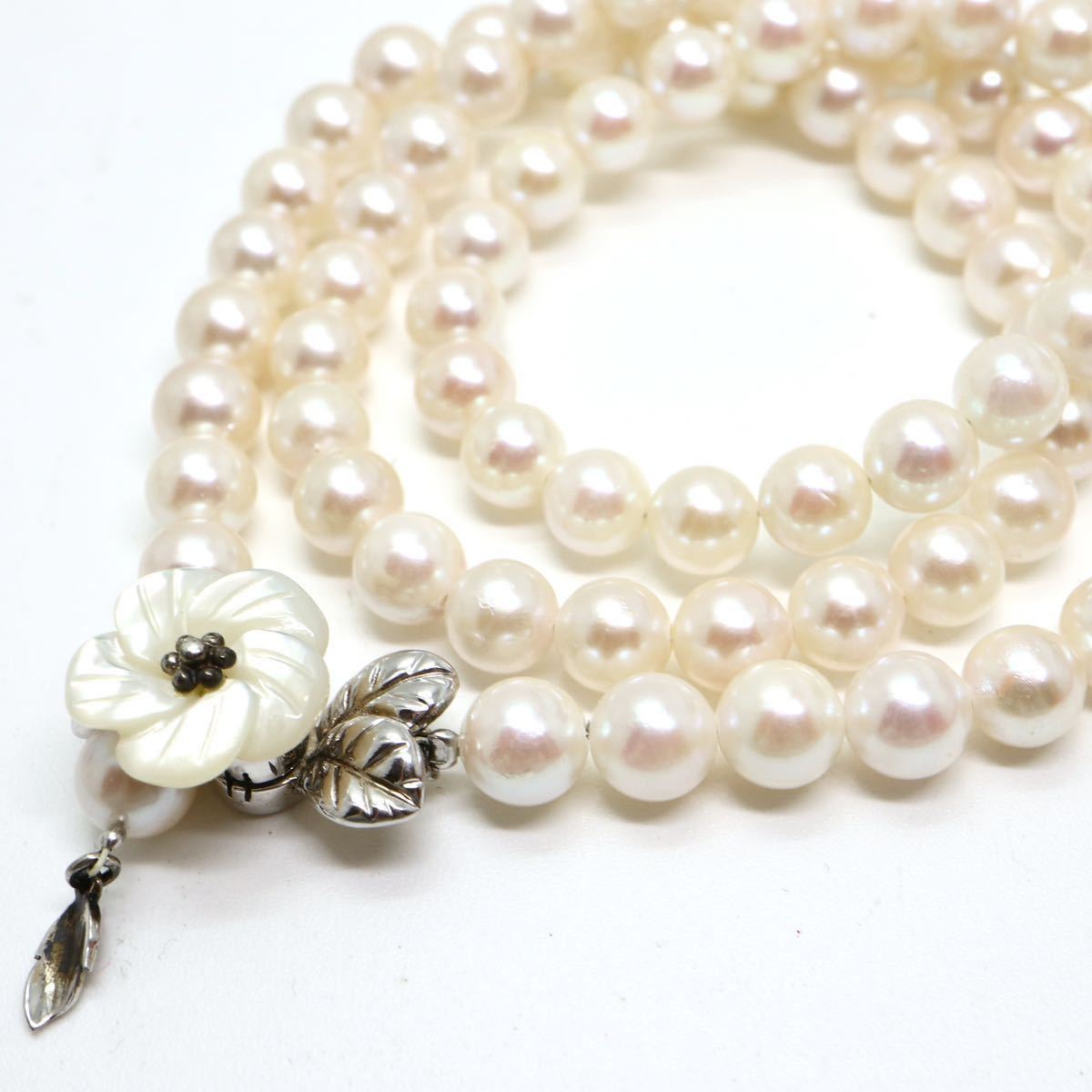 《アコヤ本真珠ネックレス》D 6.5-7.0mm珠 36.5g 50.5cm pearl necklace ジュエリー jewelry EB0/EB5_画像1