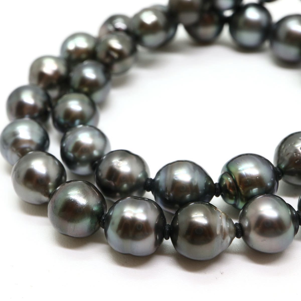 《南洋黒蝶真珠ネックレス》D 8.0-11.0mm珠 46.6g 42.5cm pearl necklace ジュエリー jewelry ED0/EE0_画像4