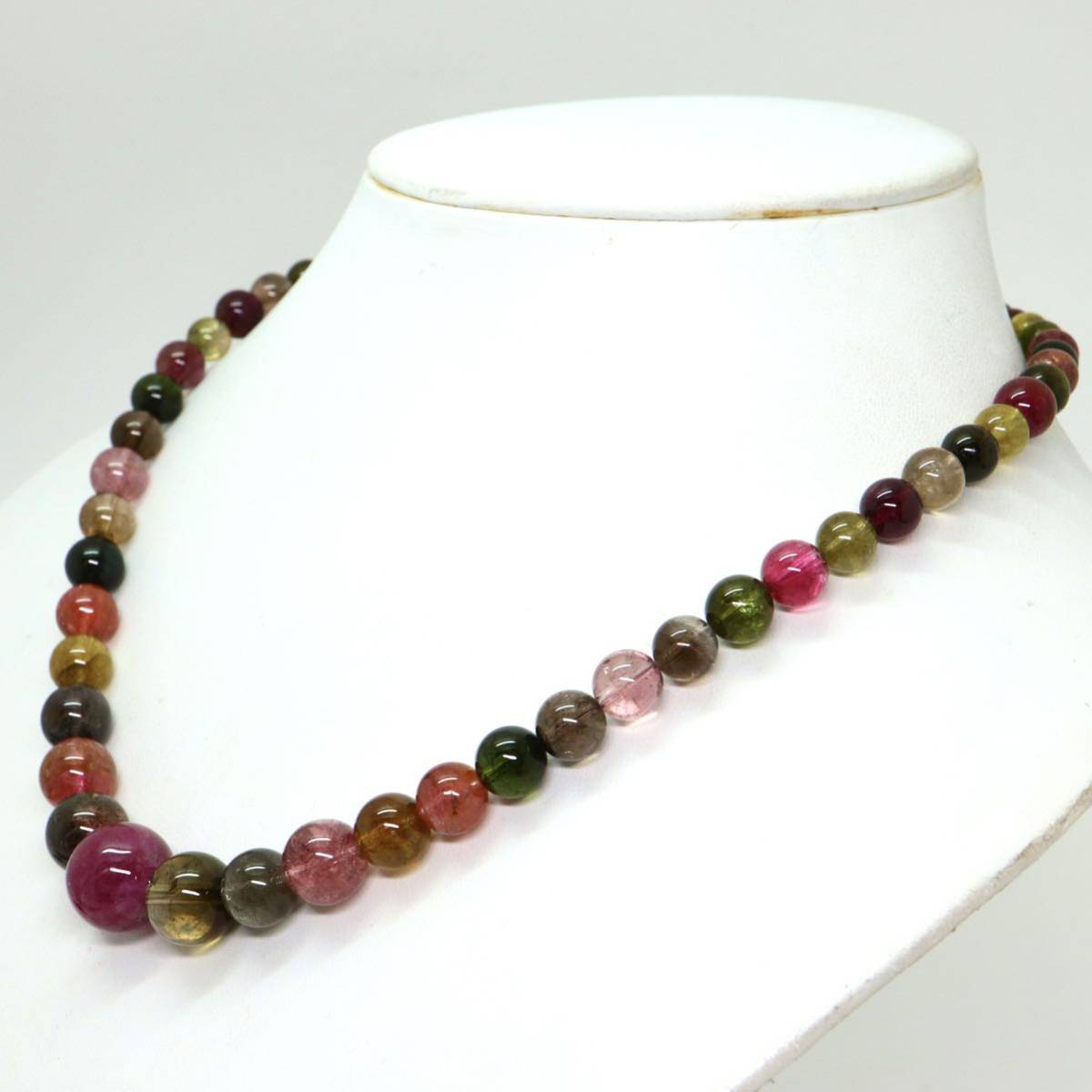 大珠!!《K18 天然マルチカラートルマリンネックレス》D 46.0g 45cm tourmaline necklace ジュエリー jewelry EB0_画像3