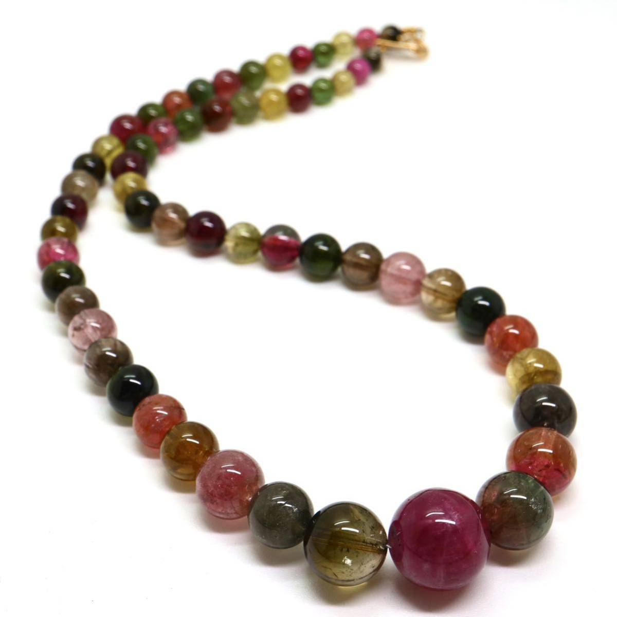 大珠!!《K18 天然マルチカラートルマリンネックレス》D 46.0g 45cm tourmaline necklace ジュエリー jewelry EB0_画像5