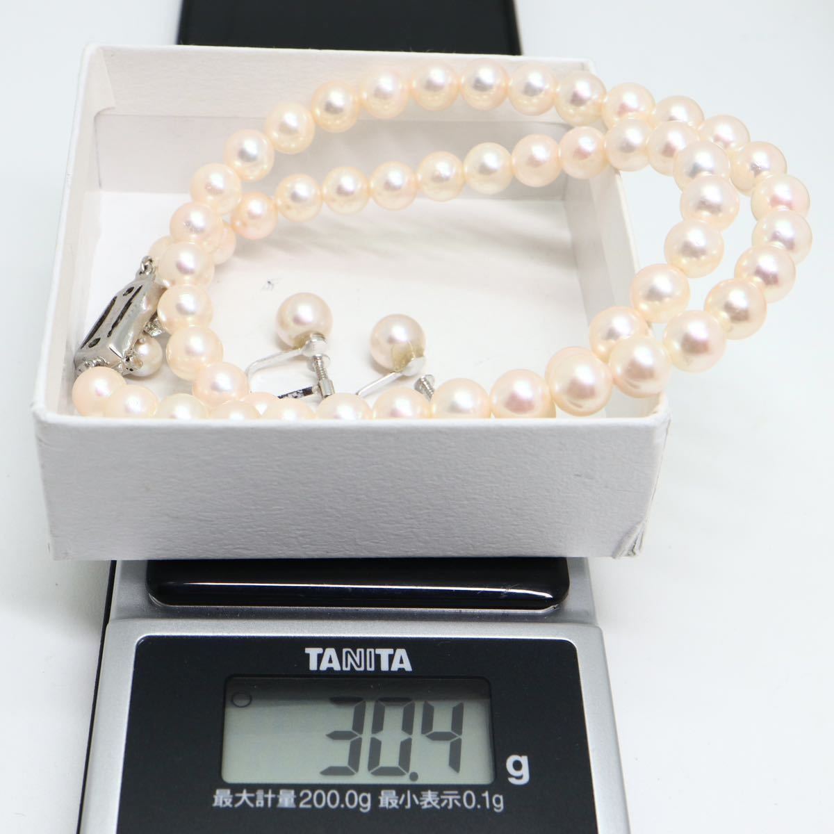 ソーティング付き!!高品質!!《アコヤ本真珠ネックレス&イヤリング》D 6.5-7.3mm珠 30.4g 41cm pearl necklace ジュエリー jewelry EA6/EB6_画像9