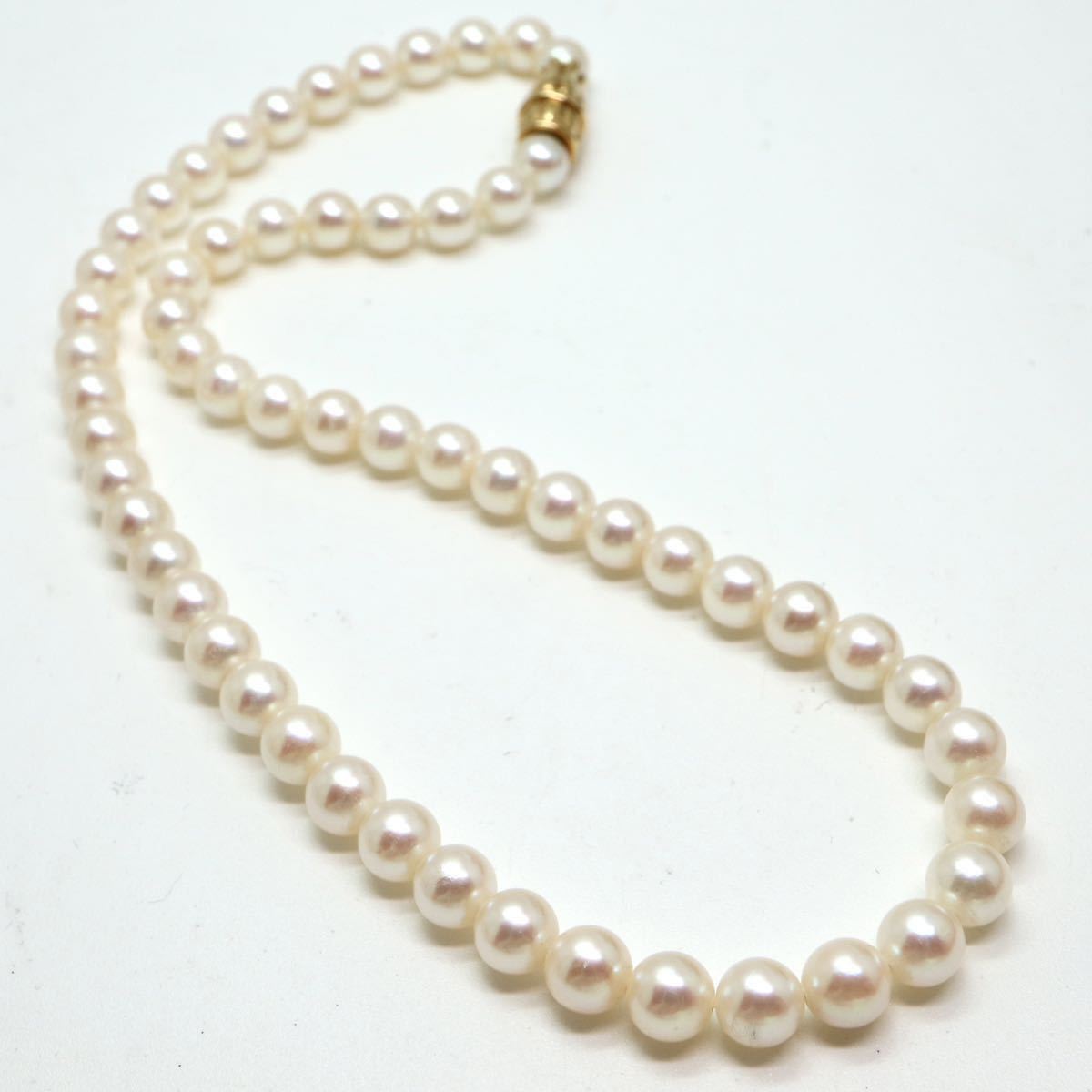 TASAKI(田崎真珠)《K18天然ダイヤモンド付アコヤ本真珠ネックレス》D 6.5-7.0mm珠 29.4g 39.5cm pearl necklace ジュエリーjewelry EB4/EC1_画像5