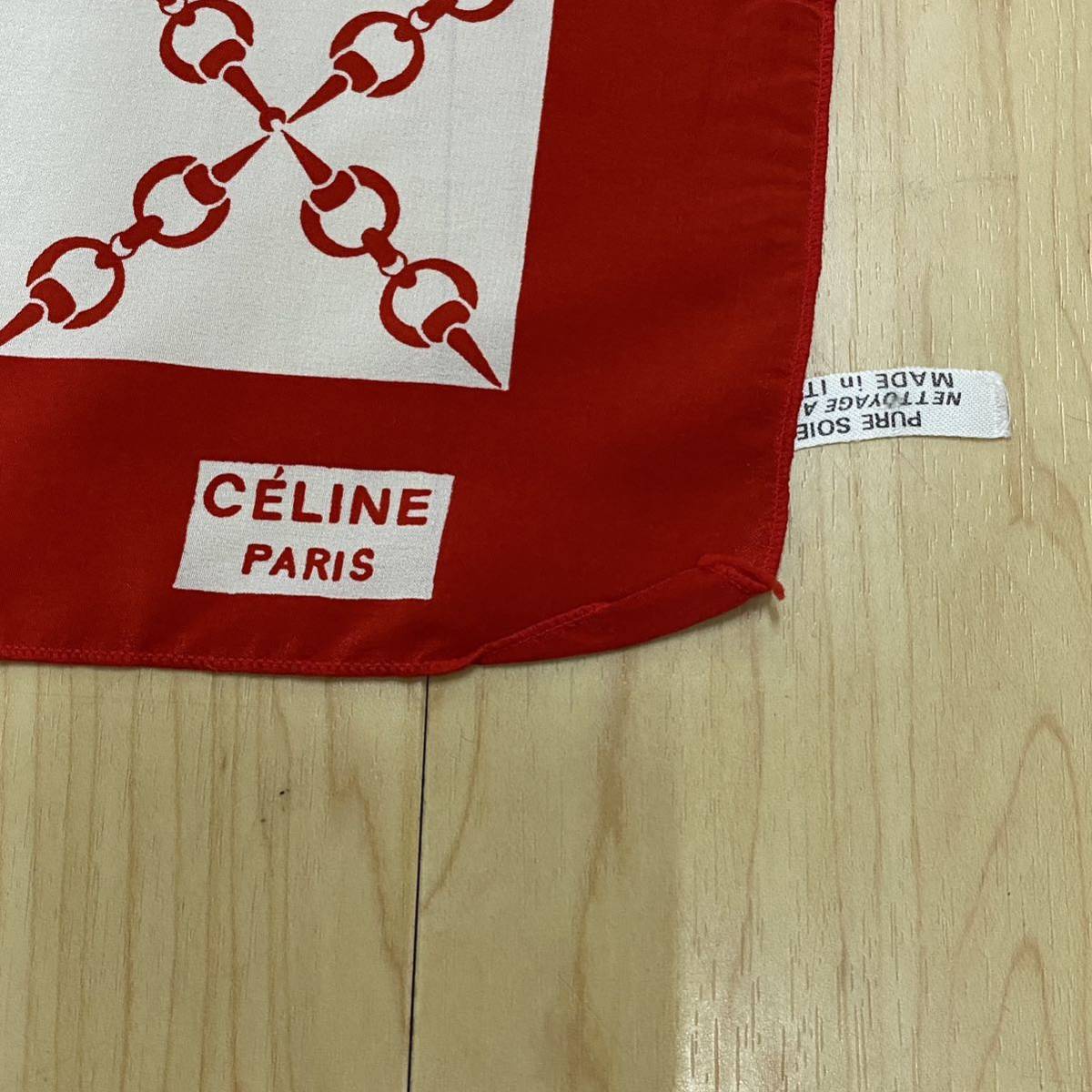 CELINE　セリーヌ　スカーフ　 レッド　マカダム　チェーン　no.23_画像3