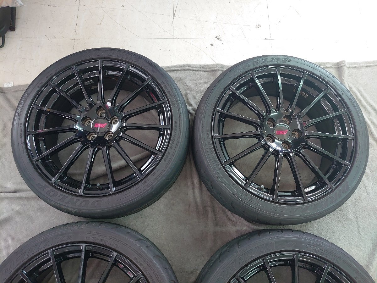 【￥1000円売り切り】【引取り歓迎】STI 18インチ PCD100 5H 7.5J 48 BRZ 86 インプレッサ ダンロップ DIREZZA Z3 225/40 s_画像3