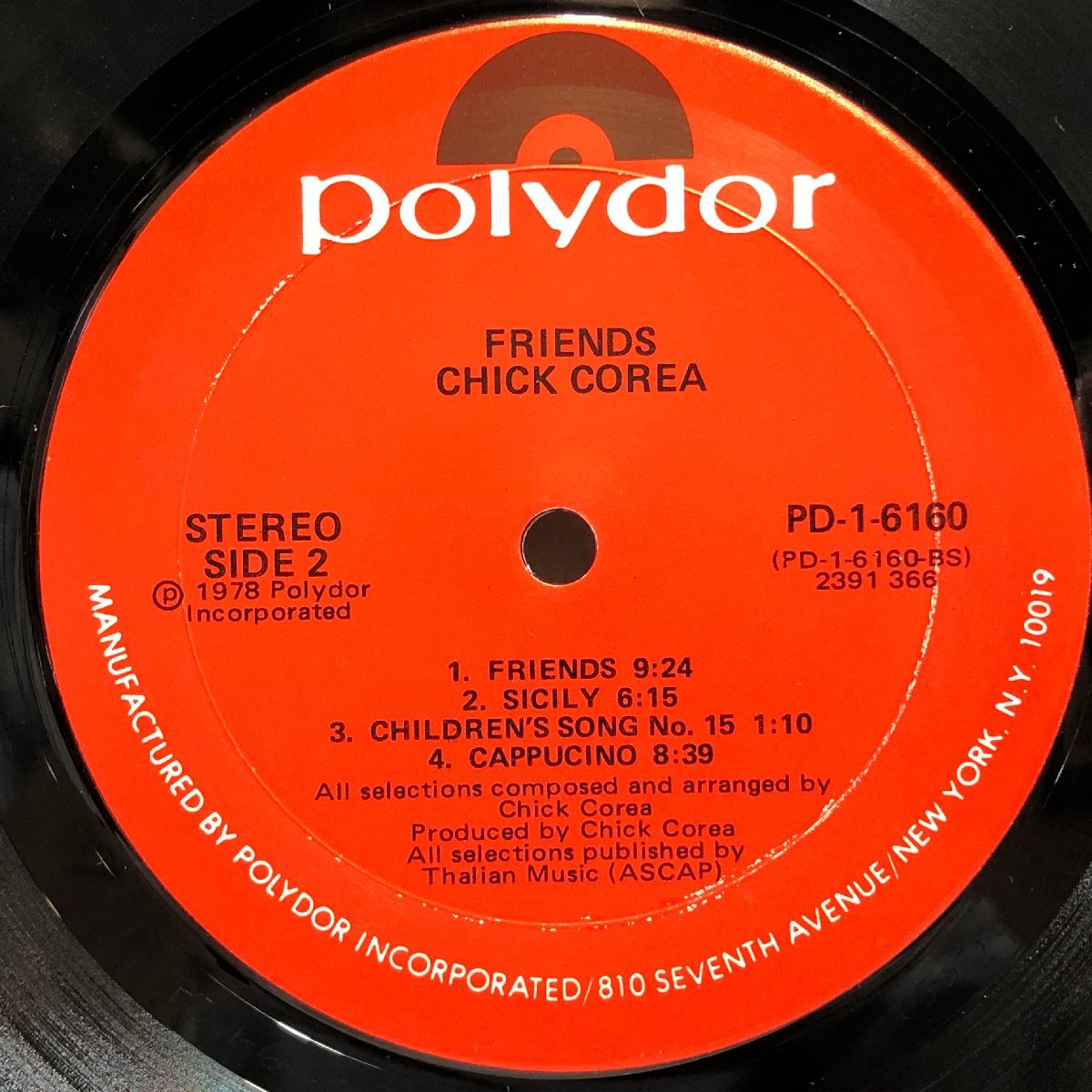 【US盤 LP】CHICK COREA / FRIENDS フレンズ / チック・コリア, スティーブ・ガッド, ジョー・ファレル, E.ゴメス POLYDOR PD-1-6160 ▲_画像4