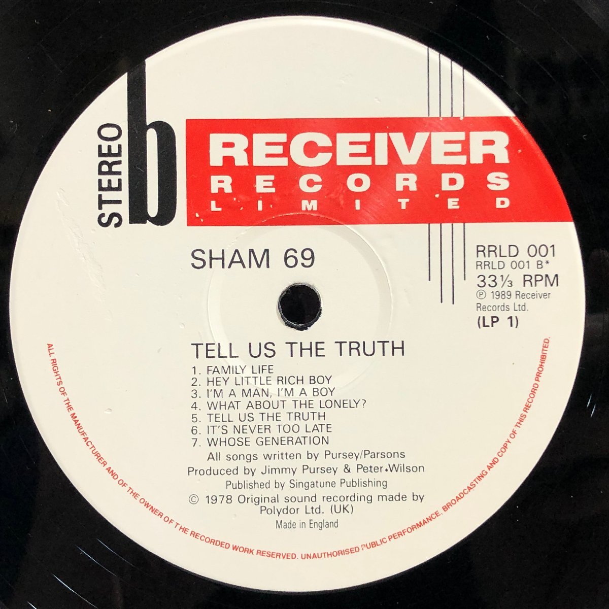 【UK盤 2LP】SHAM 69 / TELL US THE TRUTH テル・アス・ザ・トゥルース / シャム69「THAT'S LIFE」ジミー・パーシー RECEIVER RRLD-001 ▲_画像6