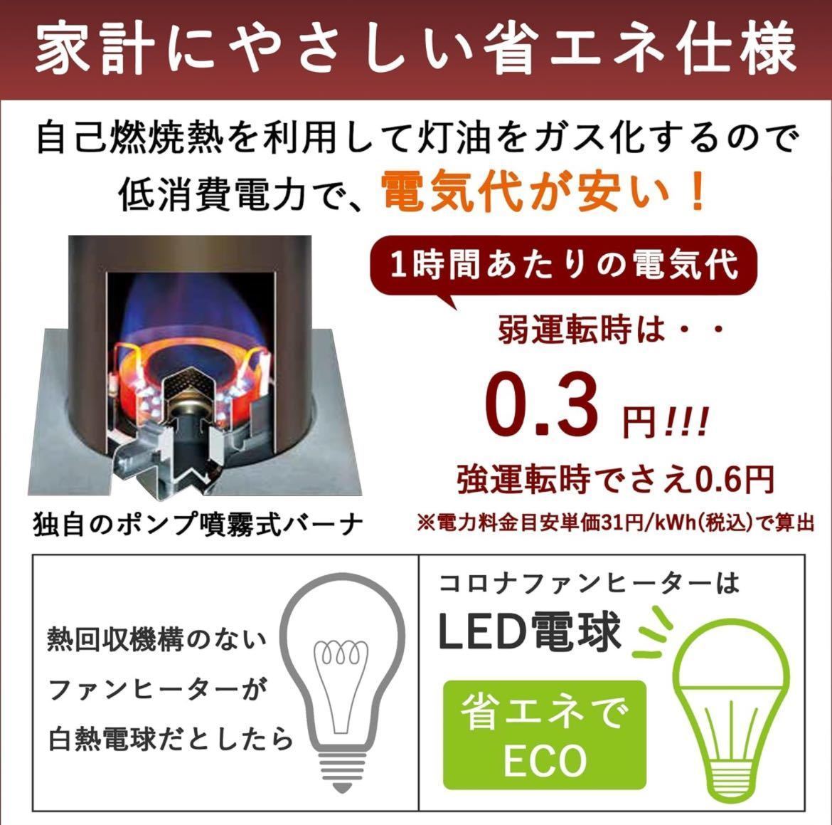 石油ファンヒーター 小型 (木造9畳 / コンクリート12畳 まで) セーブモード搭載 省エネ ニオイ低減機能 ワンタッチ給油 ブラック_画像3