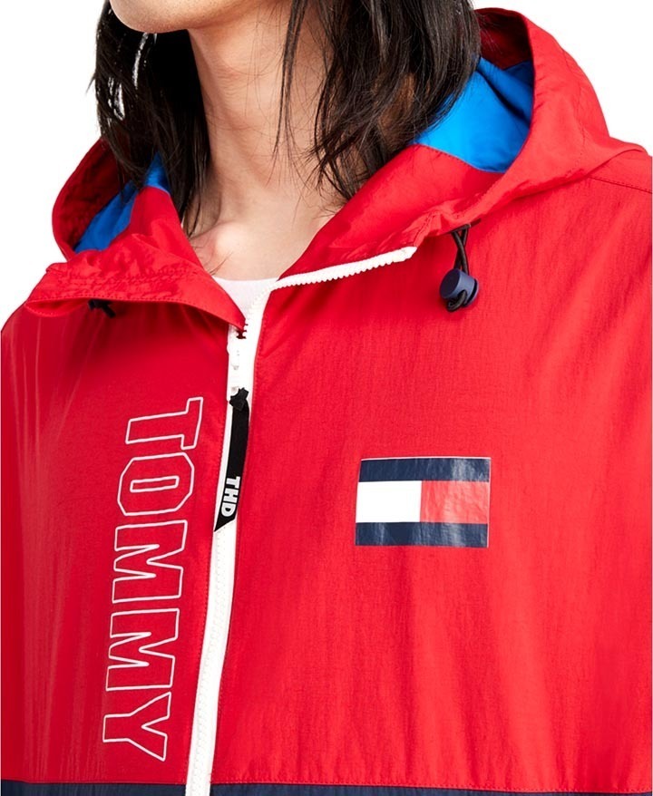 【既決USA】トミーヒルフィガー★TOMMY HILFIGER@完売胸元ロゴ入ジャケット【TH Men's Lewis Colorblocked Logo-Print Hooded Jacket】@@XL_画像4