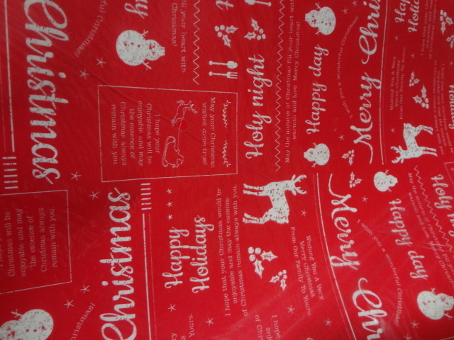 新品。かわいいクリスマス柄のラッピングペーパー、５枚セット、包装紙、赤白