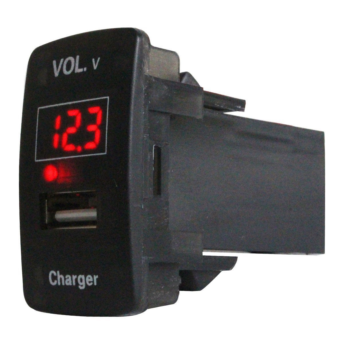 【新品即納】フィット Fit GE6-9 H19.10～H25.9 LED発光：レッド 電圧計表示 USBポート 充電 12V 2.1A 増設 USBスイッチホールカバー_画像1