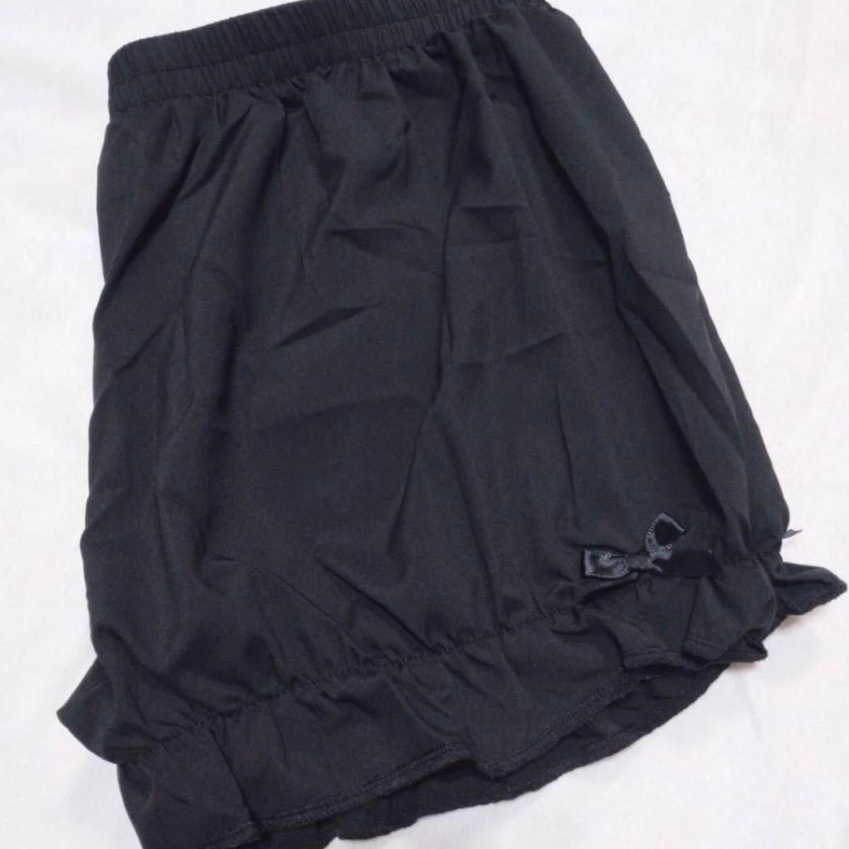 大きいサイズ インナーパンツ　ブラック　リボン　コスプレ　　ロリータ ドレス ペチコート  ペチパンツ　ガーリー　コスプレインナー