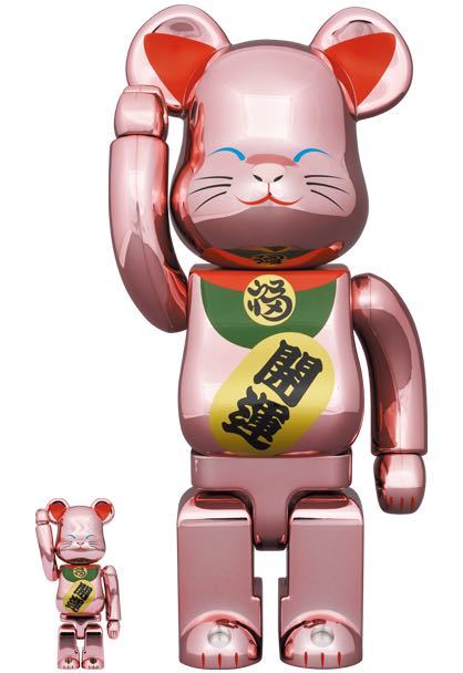 BE@RBRICK ベアブリック 招き猫 開運 桃金メッキ 100％ & 400％