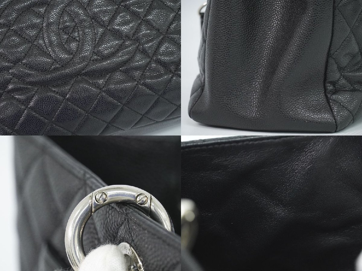 本物 シャネル CHANEL ココマーク マトラッセ GST チェーン トートバッグ ショルダーバッグ キャビアスキン レザー ブラック_画像4