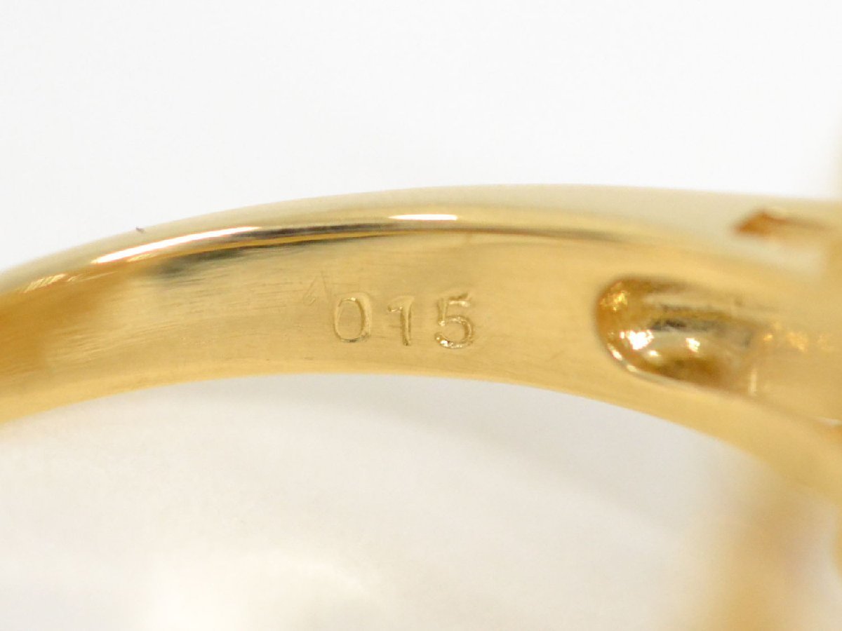 本物 南洋パール 13.2mm ダイヤモンド 0.15ct K18 YG リング 指輪 16号 イエローゴールド ホワイト_画像9