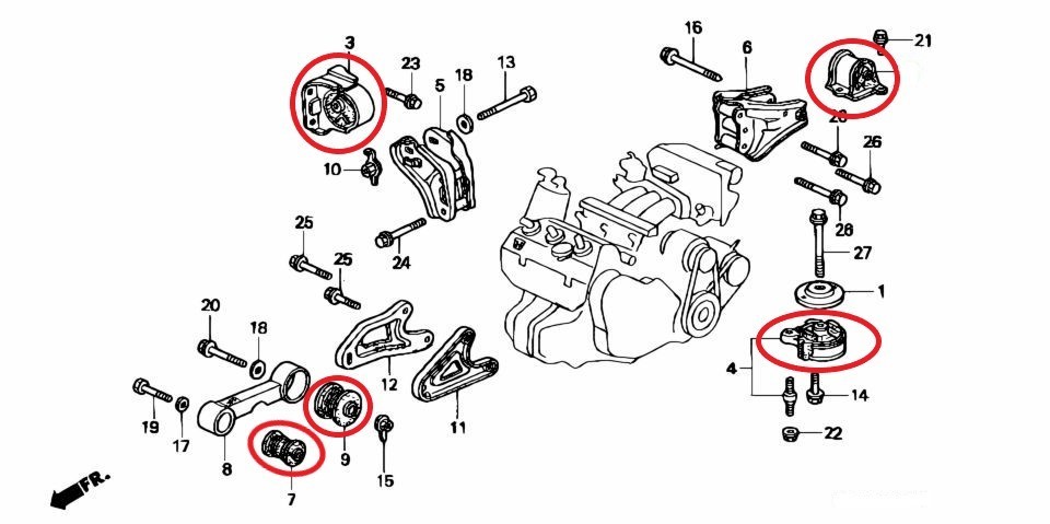 ホンダ純正 ビート PP1 インシュレーター エンジンマウント トルクロッド ラバー 5個セット HONDA_画像2