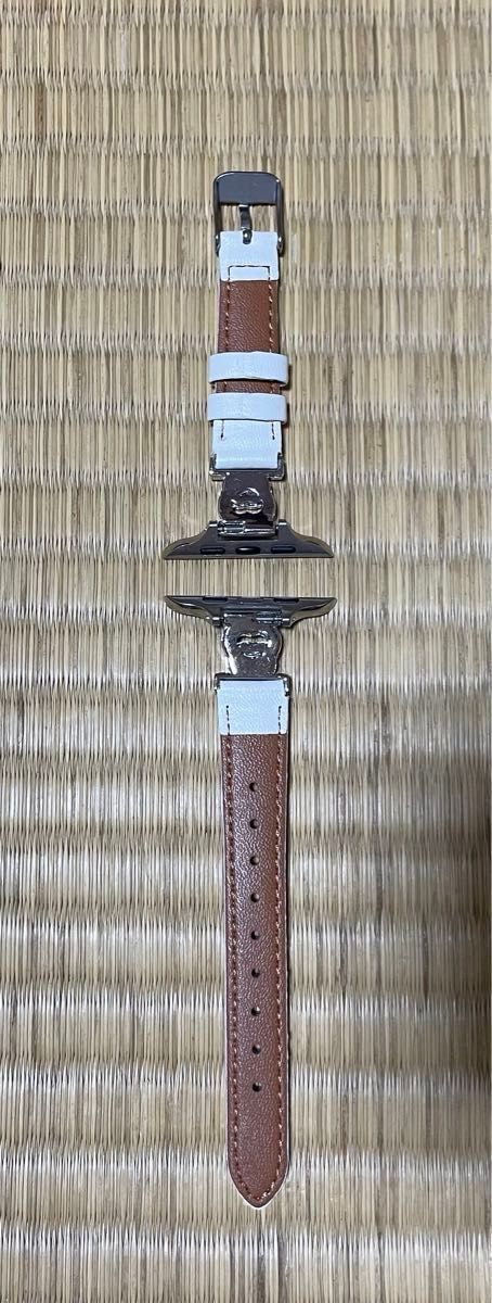 腕時計バンド バックル ラインストーン装飾 ジェヌインレザー素材 Apple Watch用 42mm/44mm/45mm/49mm